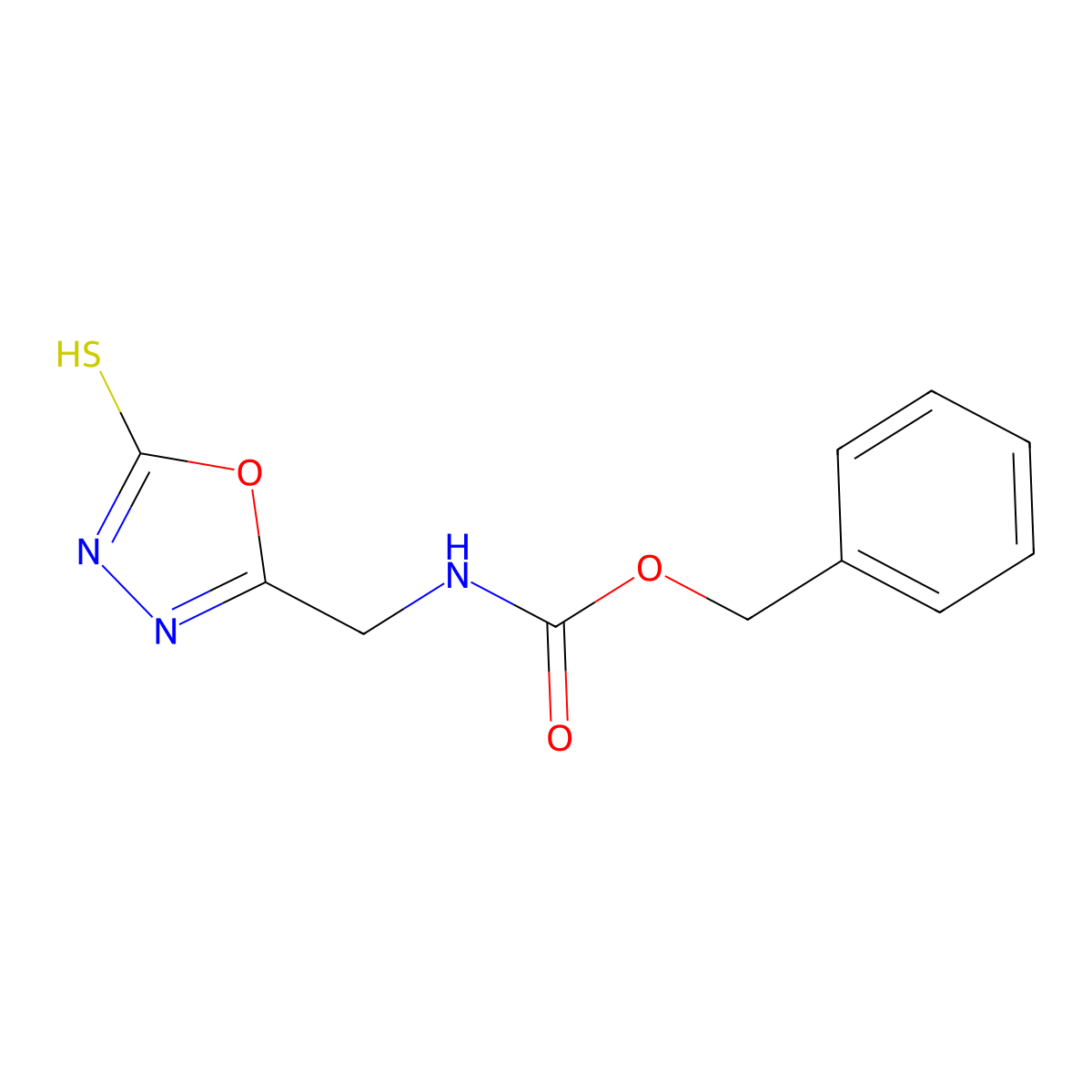 benzyl N-[(5-sulfanyl-1,3,4-oxadiazol-2-yl)methyl]carbamate molecular structure, CAS 2680692-38-8