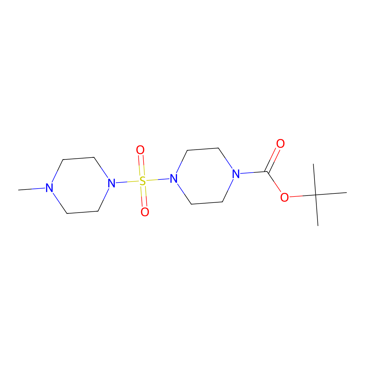 Tert-butyl 4-[(4-methylpiperazin-1-yl)sulfonyl]piperazine-1-carboxylate molecular structure, CAS 2680692-44-6