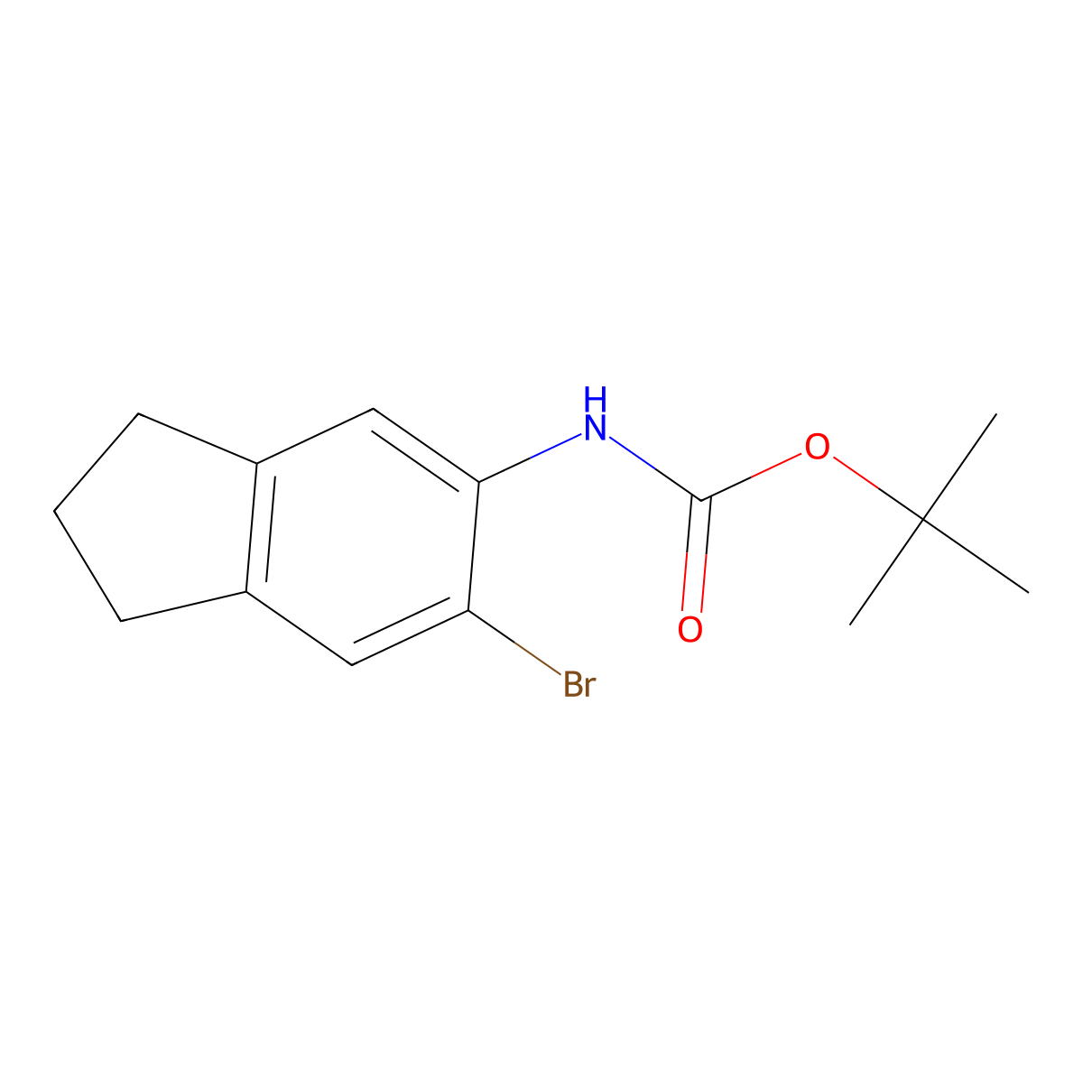 tert-butyl N-(6-bromo-2,3-dihydro-1H-inden-5-yl)carbamate molecular structure, CAS 2680692-50-4