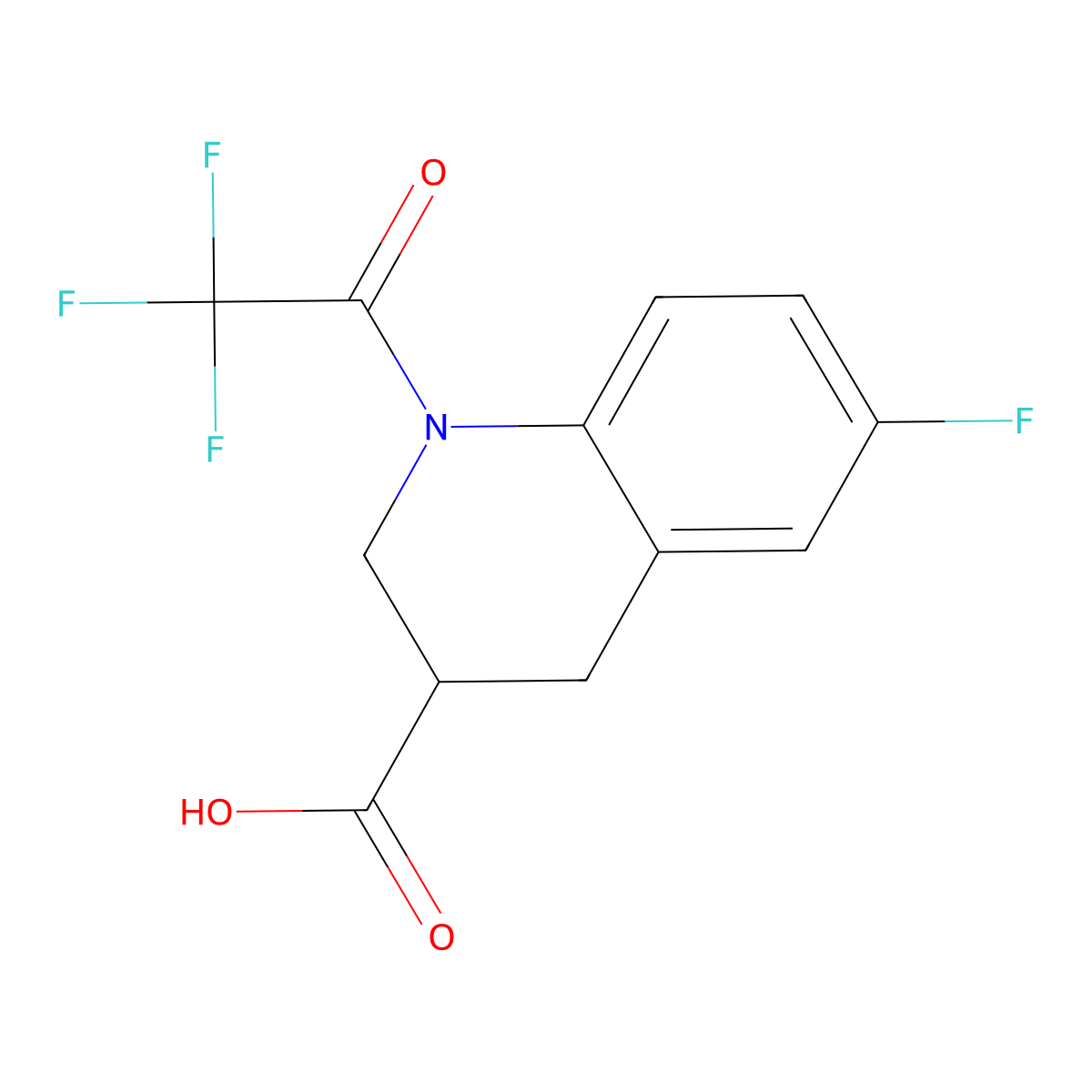 6-Fluoro-1-(2,2,2-trifluoroacetyl)-1,2,3,4-tetrahydroquinoline-3-carboxylic acid molecular structure, CAS 2680692-51-5