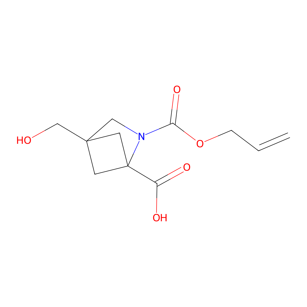 4-(Hydroxymethyl)-2-[(prop-2-en-1-yloxy)carbonyl]-2-azabicyclo[2.1.1]hexane-1-carboxylic acid molecular structure, CAS 2680692-56-0