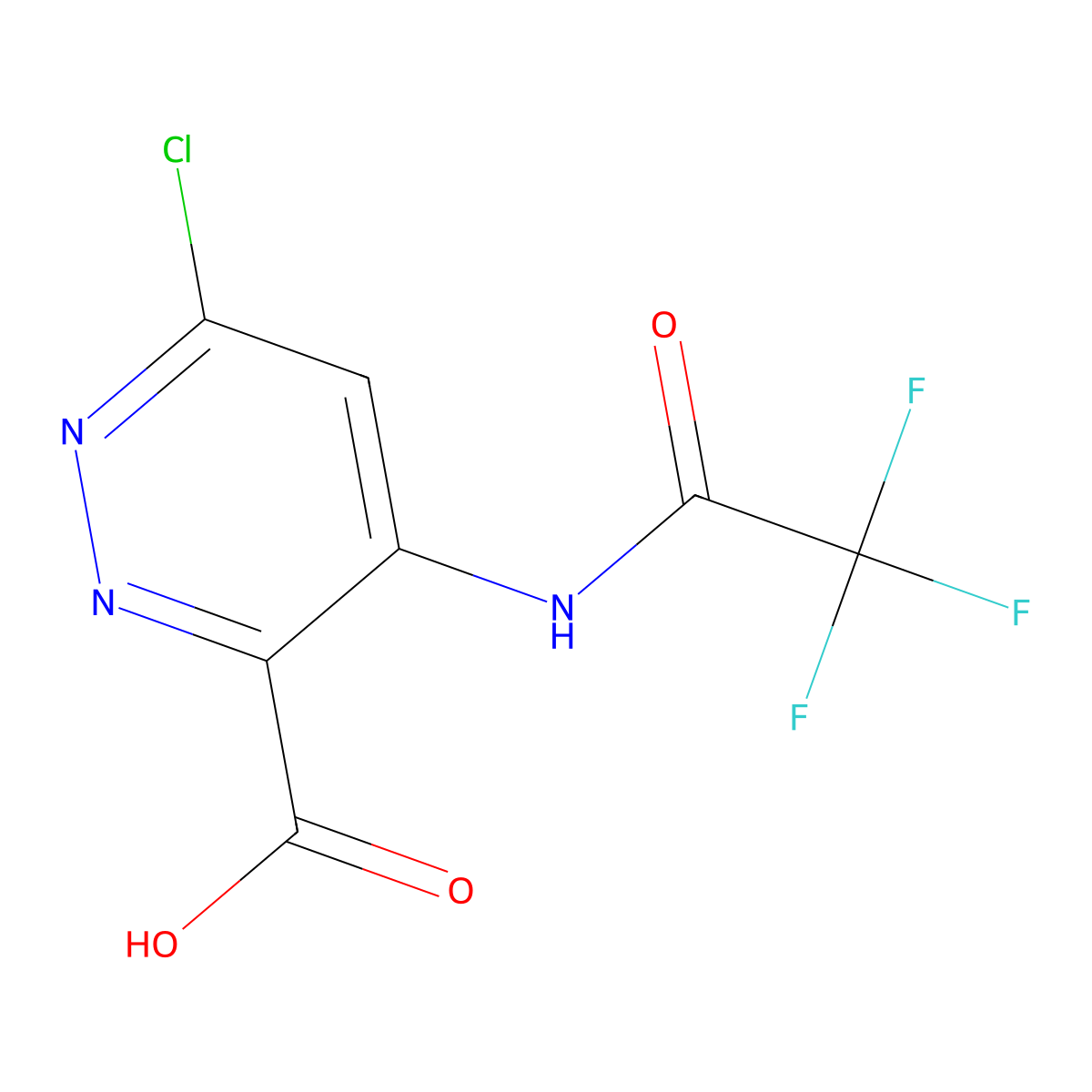 6-Chloro-4-(2,2,2-trifluoroacetamido)pyridazine-3-carboxylic acid molecular structure, CAS 2680692-58-2
