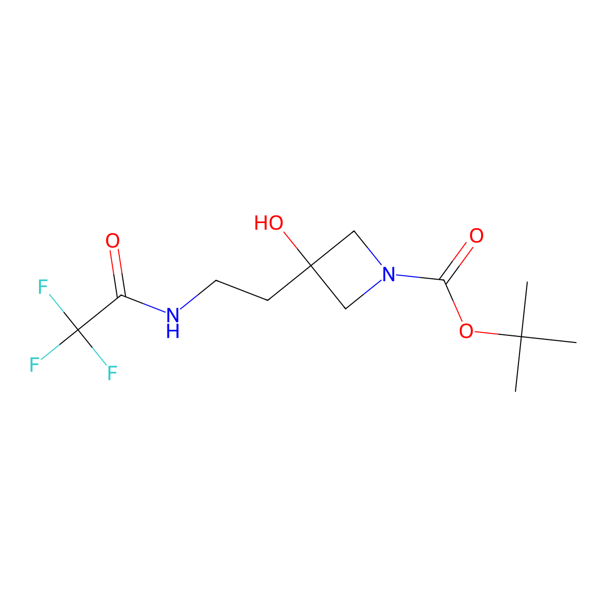 Tert-butyl 3-hydroxy-3-[2-(2,2,2-trifluoroacetamido)ethyl]azetidine-1-carboxylate molecular structure, CAS 2680692-61-7