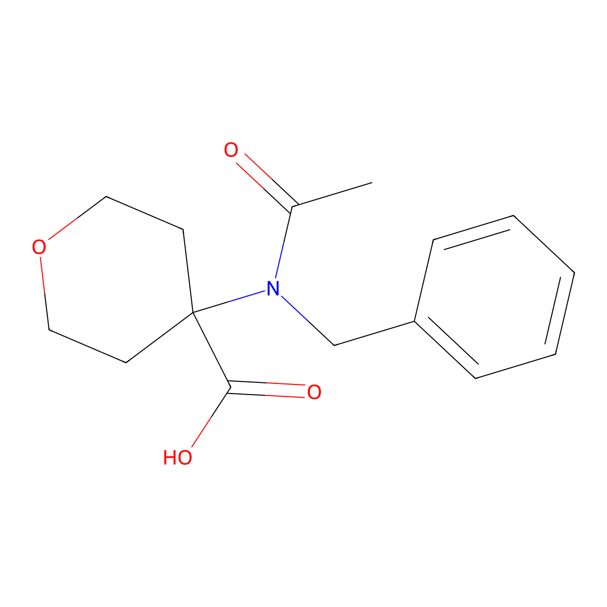 4-(N-benzylacetamido)oxane-4-carboxylic acid molecular structure, CAS 2680692-67-3