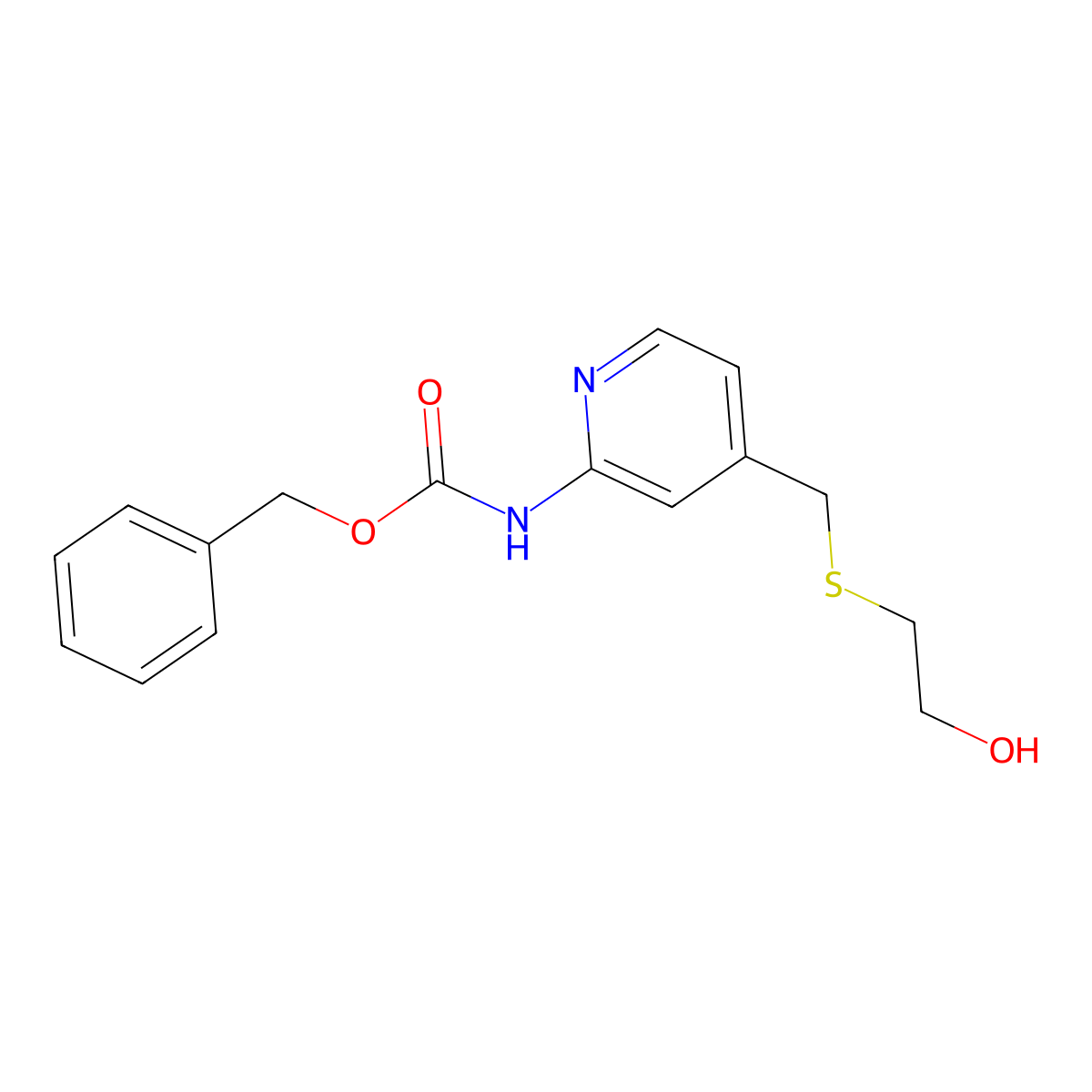 benzyl N-(4-{[(2-hydroxyethyl)sulfanyl]methyl}pyridin-2-yl)carbamate molecular structure, CAS 2680692-72-0