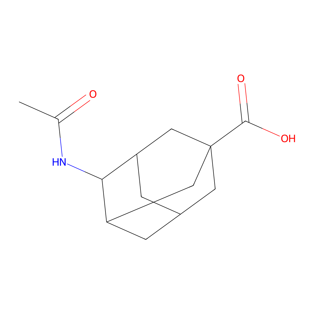 4-Acetamidoadamantane-1-carboxylic acid molecular structure, CAS 2680692-75-3