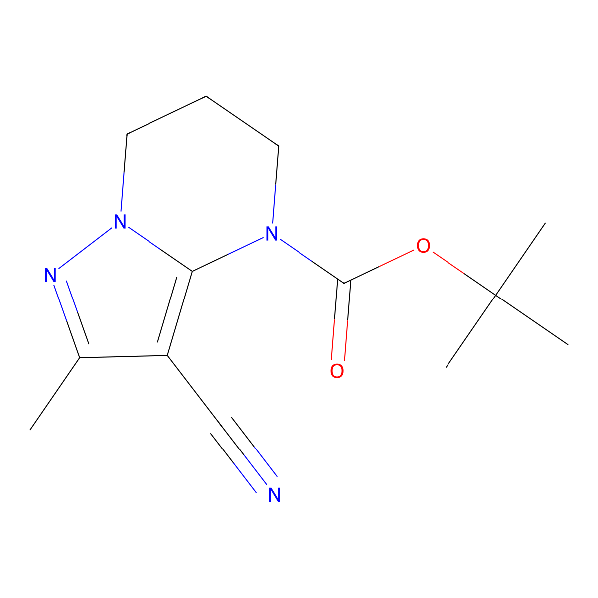 tert-butyl 3-cyano-2-methyl-4H,5H,6H,7H-pyrazolo[1,5-a]pyrimidine-4-carboxylate molecular structure, CAS 2680692-78-6