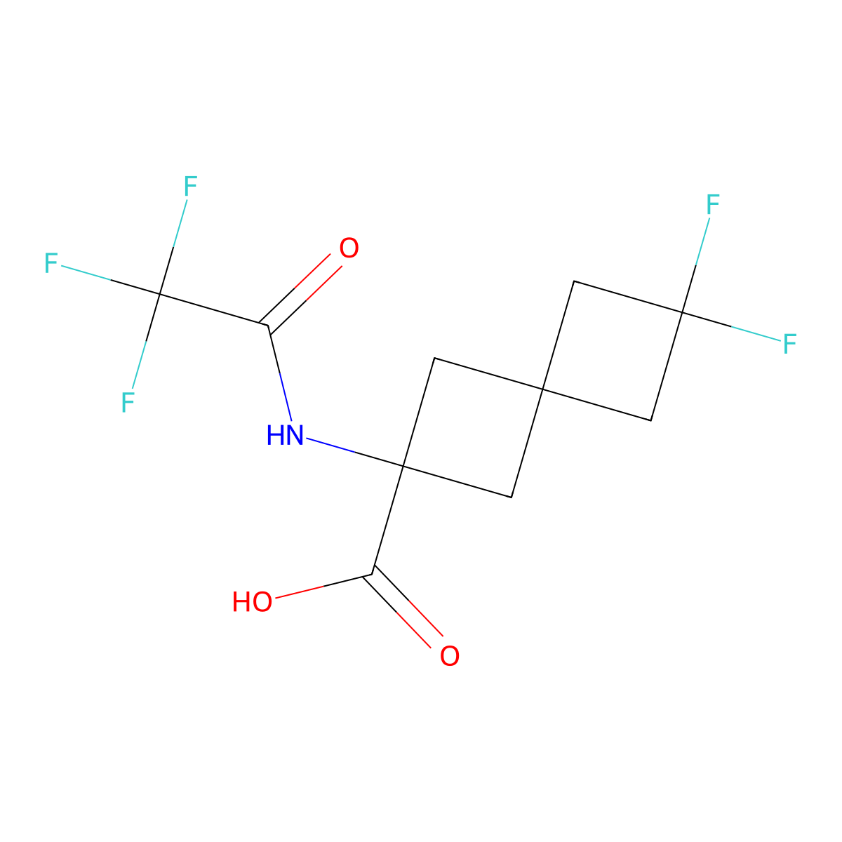6,6-Difluoro-2-(2,2,2-trifluoroacetamido)spiro[3.3]heptane-2-carboxylic acid molecular structure, CAS 2680692-81-1