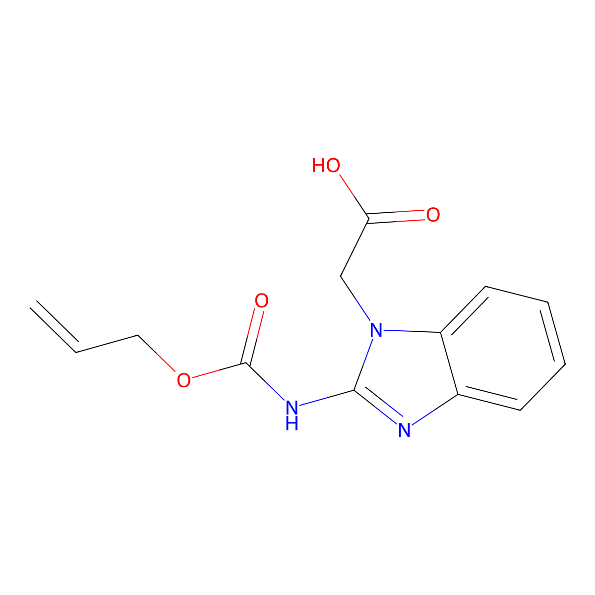2-(2-{[(prop-2-en-1-yloxy)carbonyl]amino}-1H-1,3-benzodiazol-1-yl)acetic acid molecular structure, CAS 2680692-82-2
