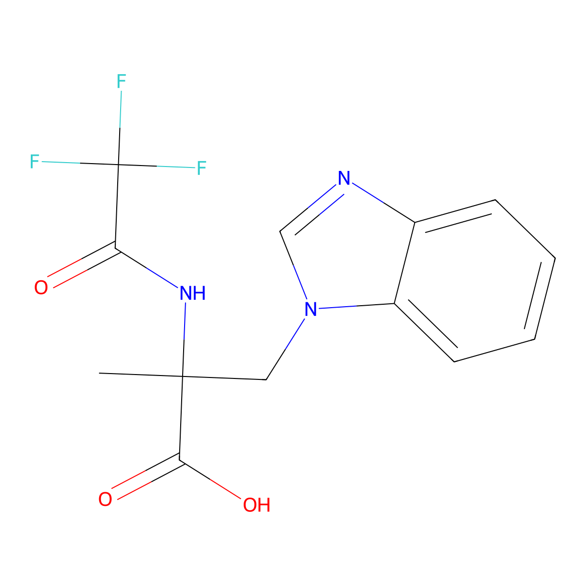 3-(1H-1,3-benzodiazol-1-yl)-2-methyl-2-(2,2,2-trifluoroacetamido)propanoic acid molecular structure, CAS 2680692-83-3