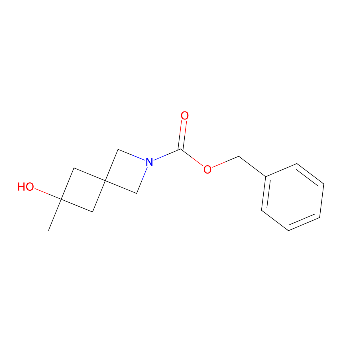 Benzyl 6-hydroxy-6-methyl-2-azaspiro[3.3]heptane-2-carboxylate molecular structure, CAS 2680692-91-3