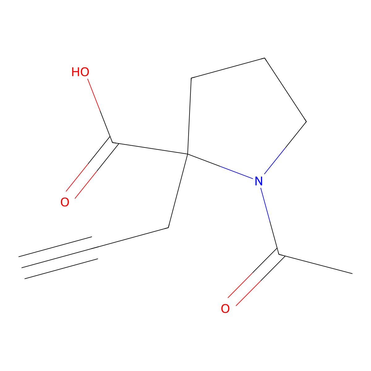 1-Acetyl-2-(prop-2-yn-1-yl)pyrrolidine-2-carboxylic acid molecular structure, CAS 2680692-98-0