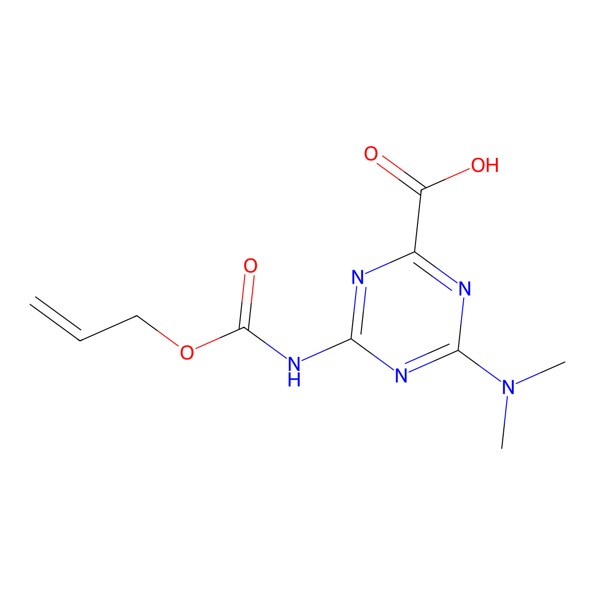 4-(Dimethylamino)-6-{[(prop-2-en-1-yloxy)carbonyl]amino}-1,3,5-triazine-2-carboxylic acid molecular structure, CAS 2680692-99-1