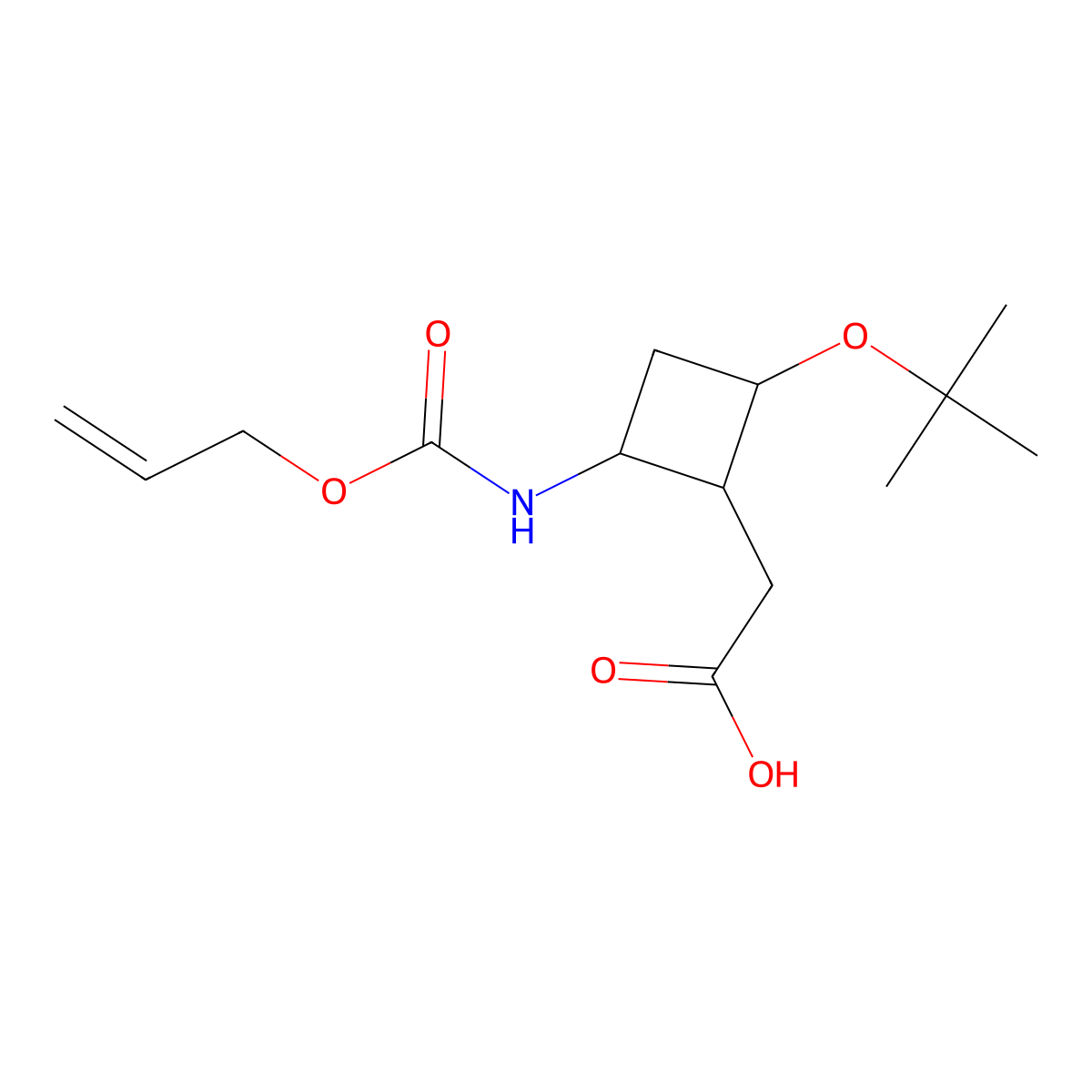 2-[2-(Tert-butoxy)-4-{[(prop-2-en-1-yloxy)carbonyl]amino}cyclobutyl]acetic acid molecular structure, CAS 2680693-03-0