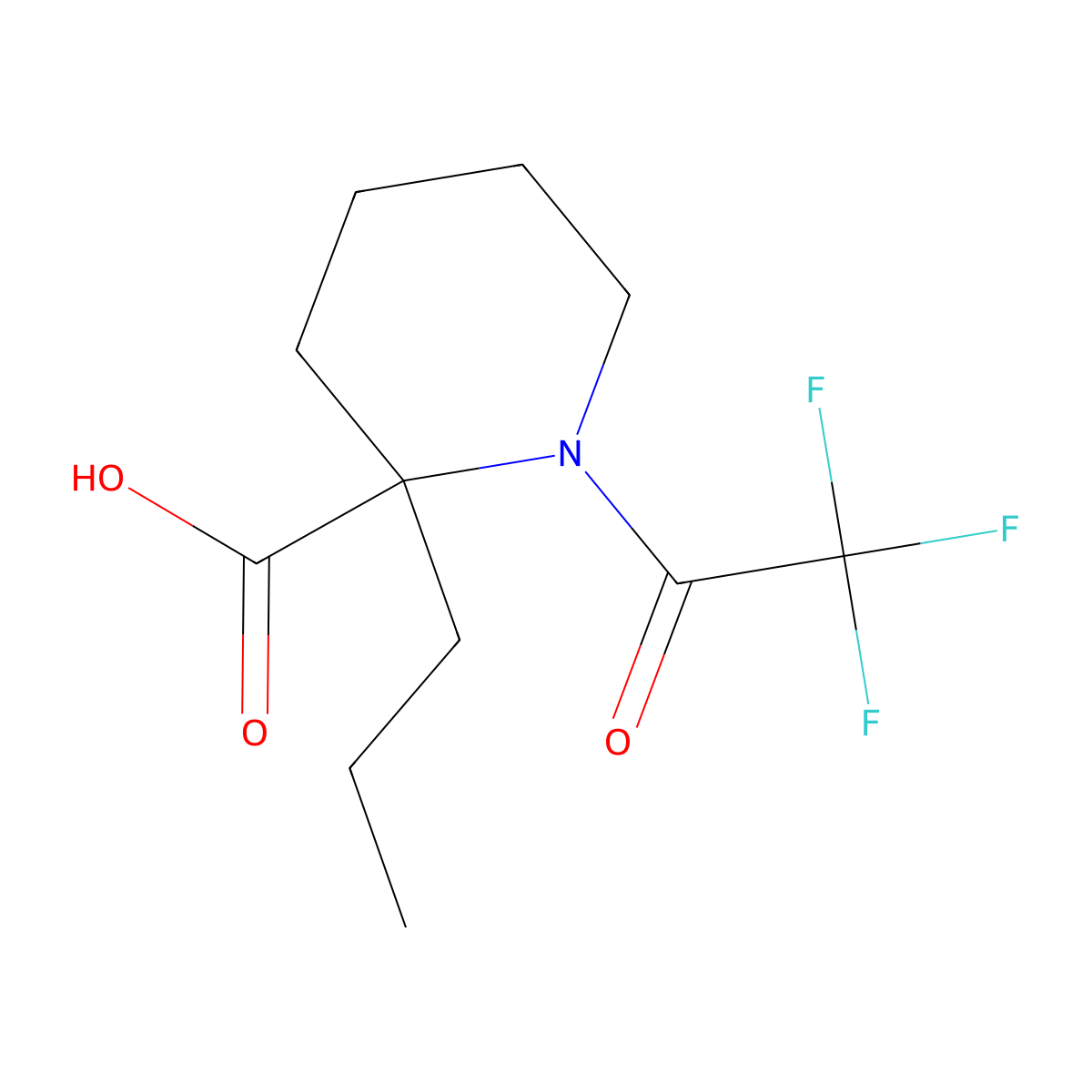 2-Propyl-1-(trifluoroacetyl)piperidine-2-carboxylic acid molecular structure, CAS 2680693-04-1