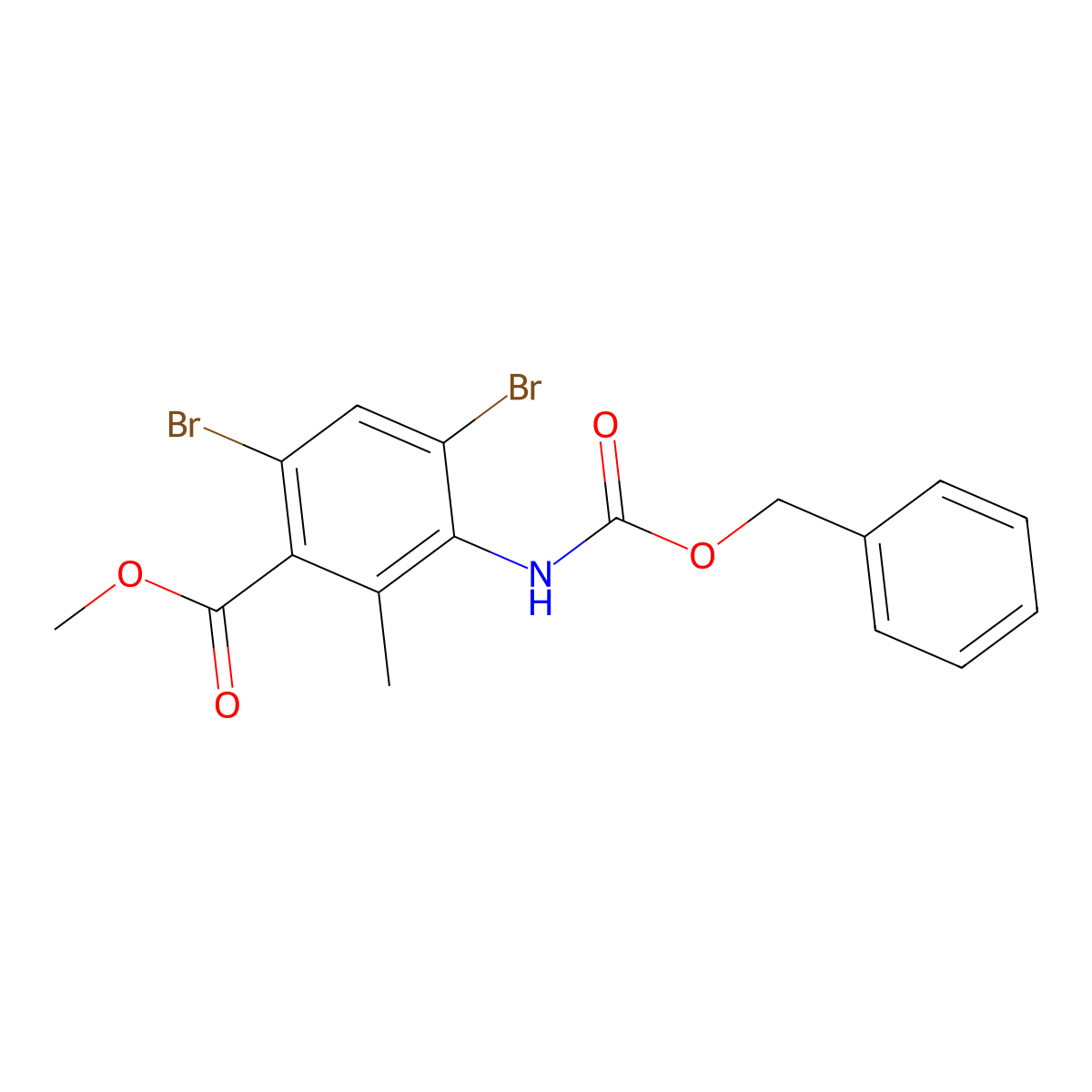 Methyl 3-{[(benzyloxy)carbonyl]amino}-4,6-dibromo-2-methylbenzoate molecular structure, CAS 2680693-06-3
