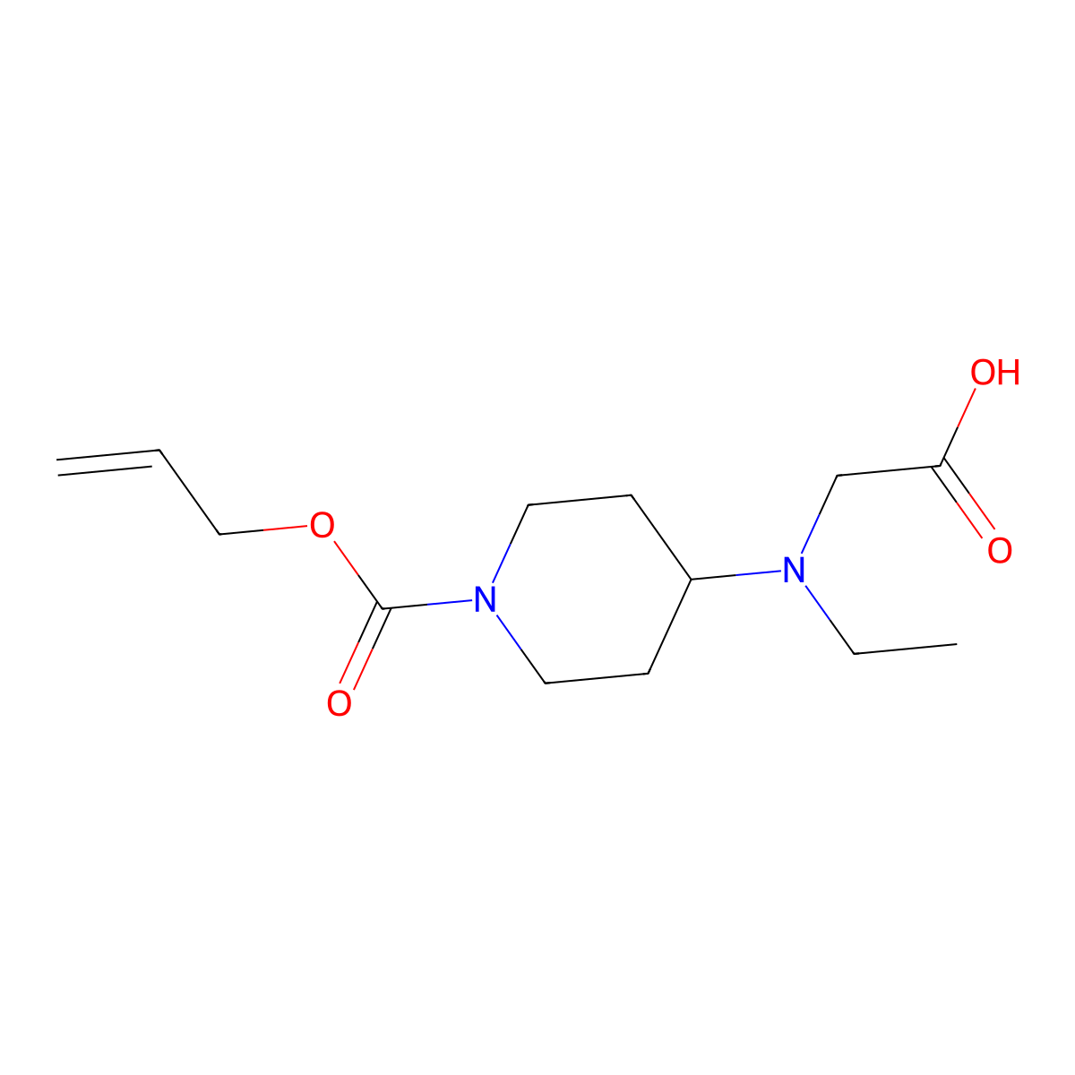 2-[Ethyl({1-[(prop-2-en-1-yloxy)carbonyl]piperidin-4-yl})amino]acetic acid molecular structure, CAS 2680693-08-5