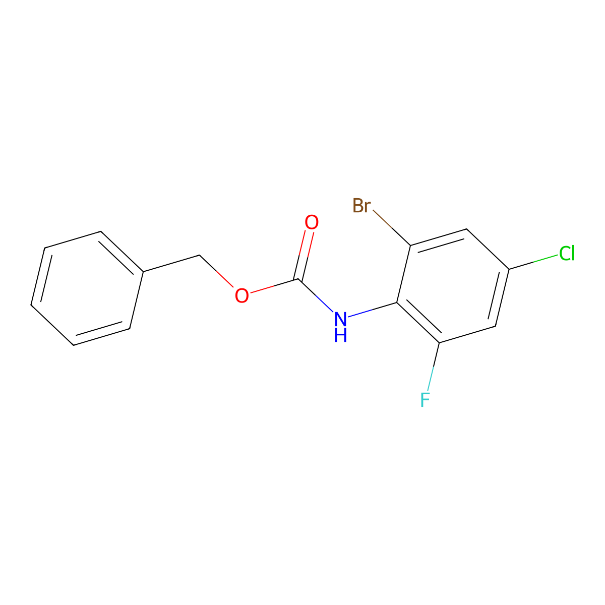benzyl N-(2-bromo-4-chloro-6-fluorophenyl)carbamate molecular structure, CAS 2680693-15-4