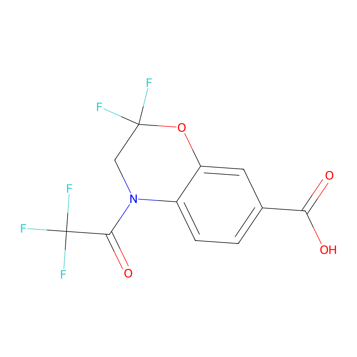 2,2-difluoro-4-(2,2,2-trifluoroacetyl)-3,4-dihydro-2H-1,4-benzoxazine-7-carboxylic acid molecular structure, CAS 2680693-25-6