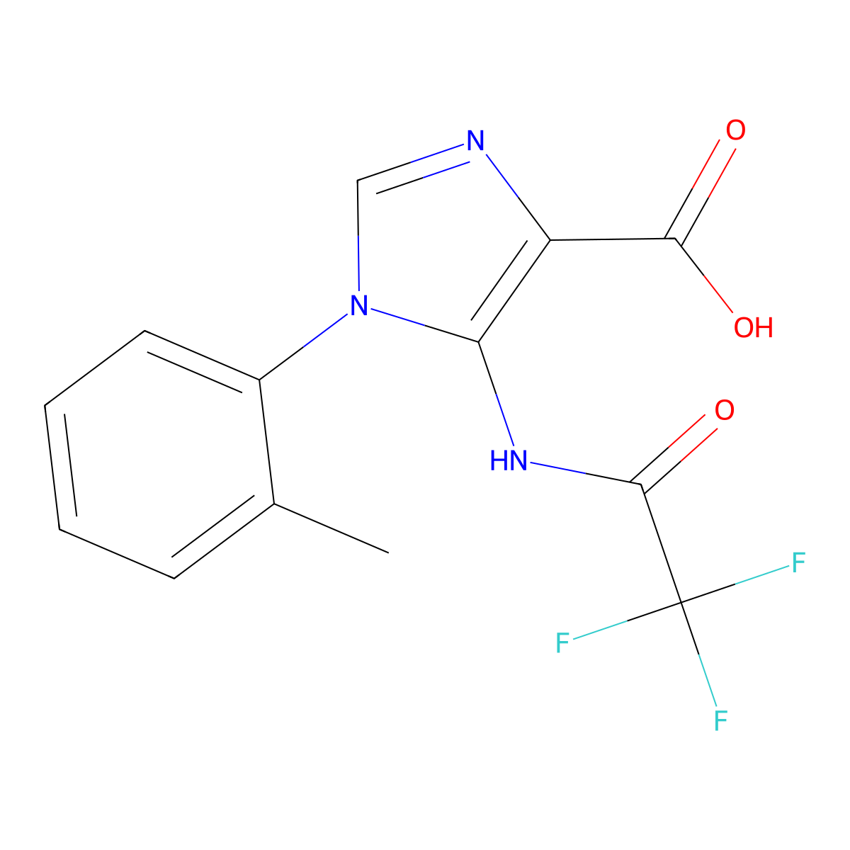 1-(2-methylphenyl)-5-(2,2,2-trifluoroacetamido)-1H-imidazole-4-carboxylic acid molecular structure, CAS 2680693-33-6
