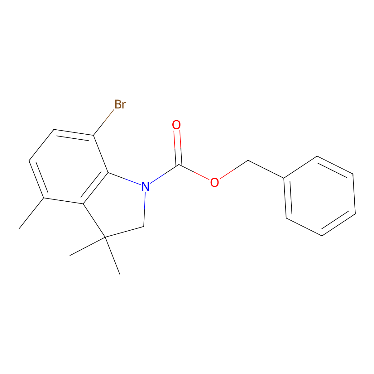 benzyl 7-bromo-3,3,4-trimethyl-2,3-dihydro-1H-indole-1-carboxylate molecular structure, CAS 2680693-34-7