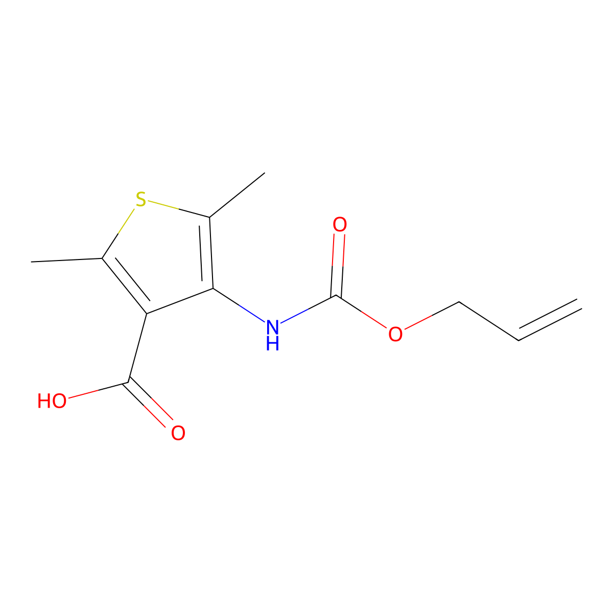 2,5-Dimethyl-4-{[(prop-2-en-1-yloxy)carbonyl]amino}thiophene-3-carboxylic acid molecular structure, CAS 2680693-37-0