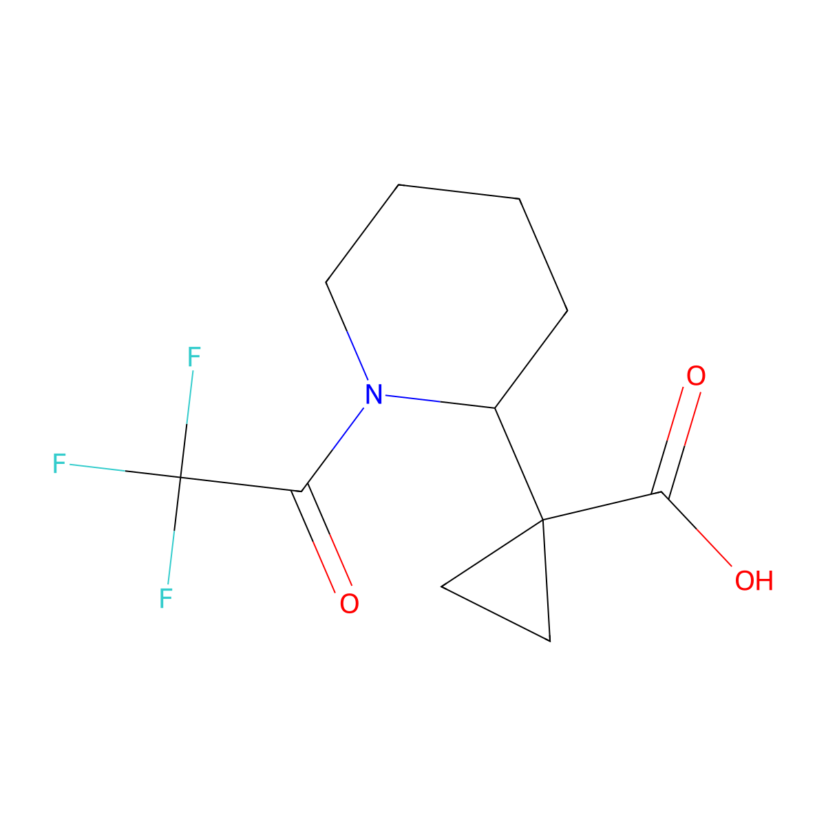 1-[1-(2,2,2-Trifluoroacetyl)piperidin-2-yl]cyclopropane-1-carboxylic acid molecular structure, CAS 2680693-43-8