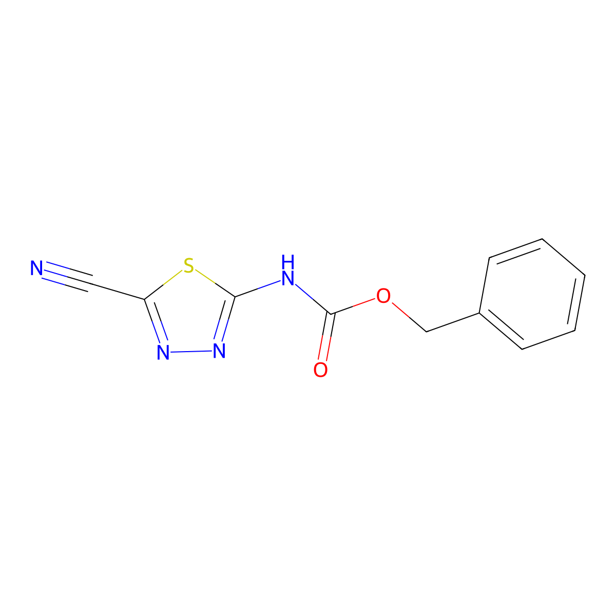 benzyl N-(5-cyano-1,3,4-thiadiazol-2-yl)carbamate molecular structure, CAS 2680693-46-1