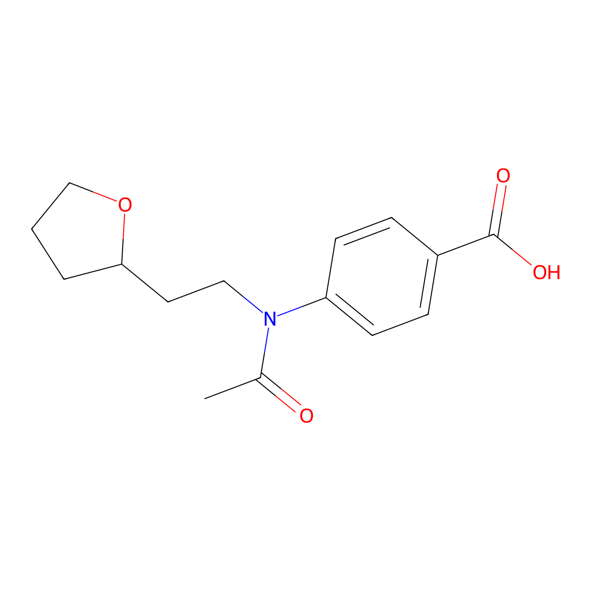 4-{N-[2-(oxolan-2-yl)ethyl]acetamido}benzoic acid molecular structure, CAS 2680693-47-2