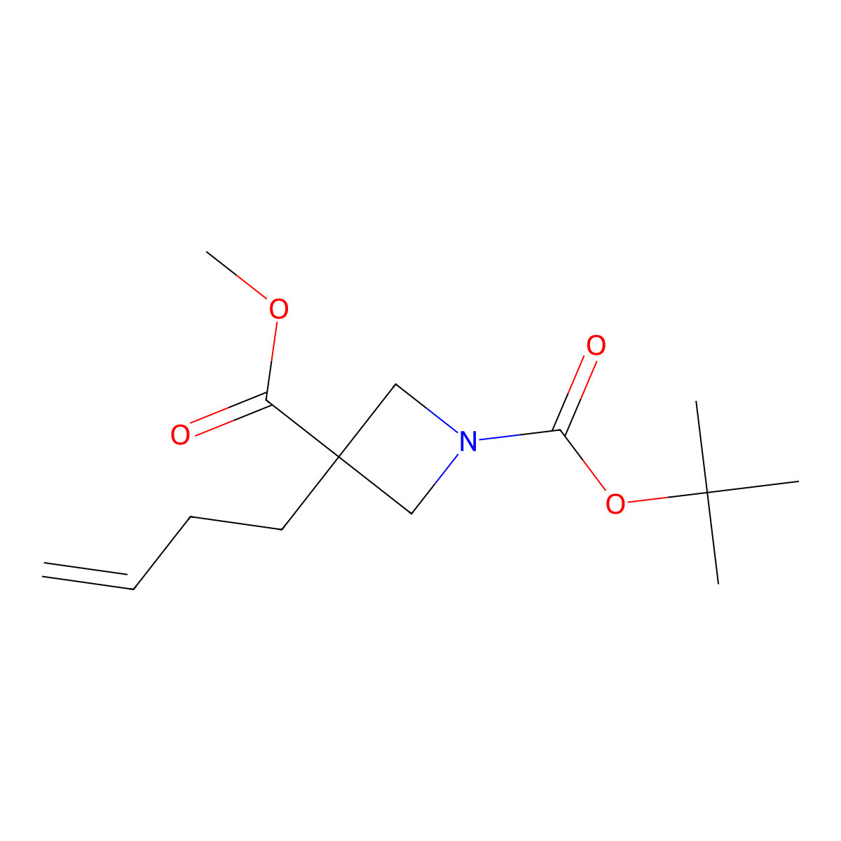 1-Tert-butyl 3-methyl 3-(but-3-en-1-yl)azetidine-1,3-dicarboxylate molecular structure, CAS 2680693-49-4