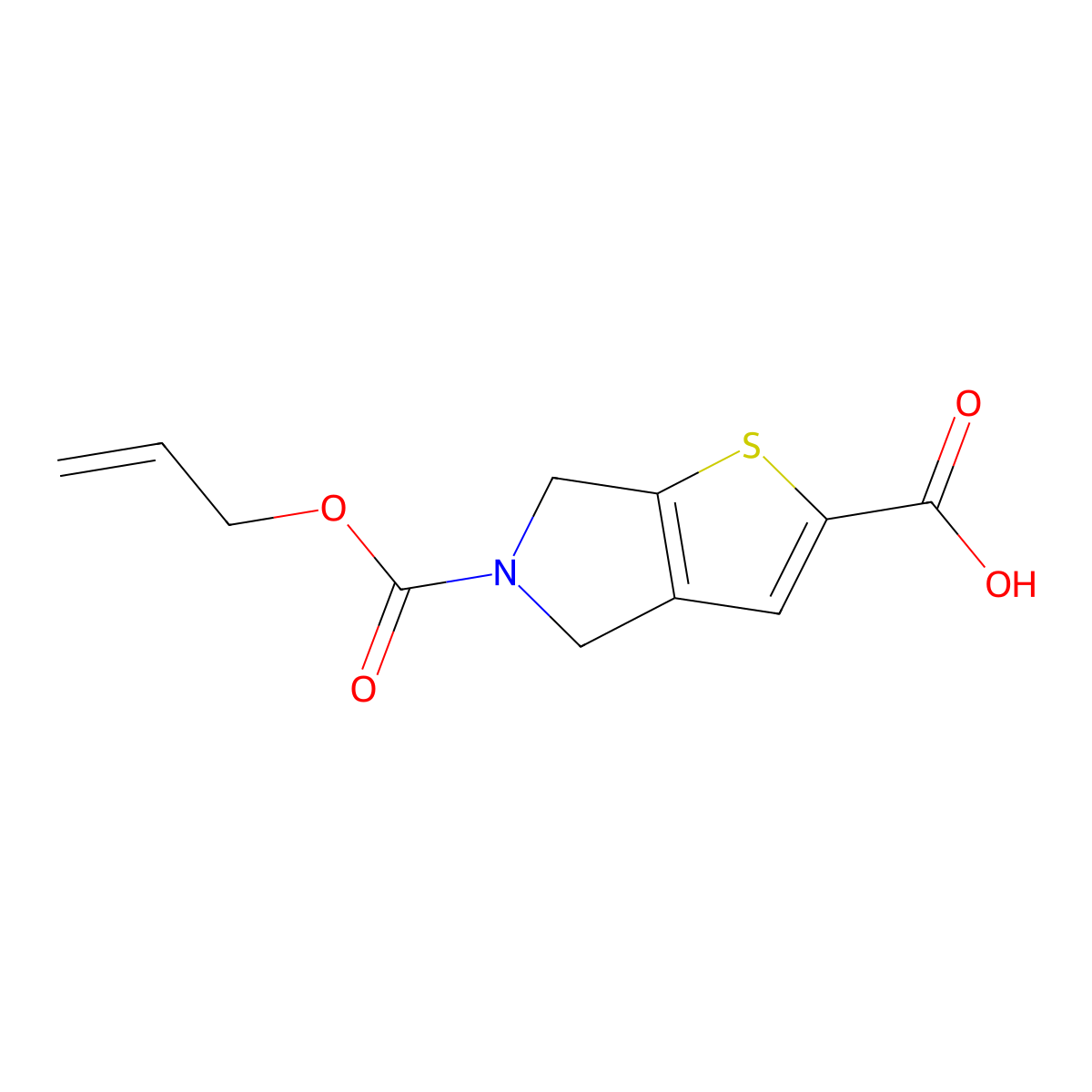 5-[(prop-2-en-1-yloxy)carbonyl]-4H,5H,6H-thieno[2,3-c]pyrrole-2-carboxylic acid molecular structure, CAS 2680693-66-5
