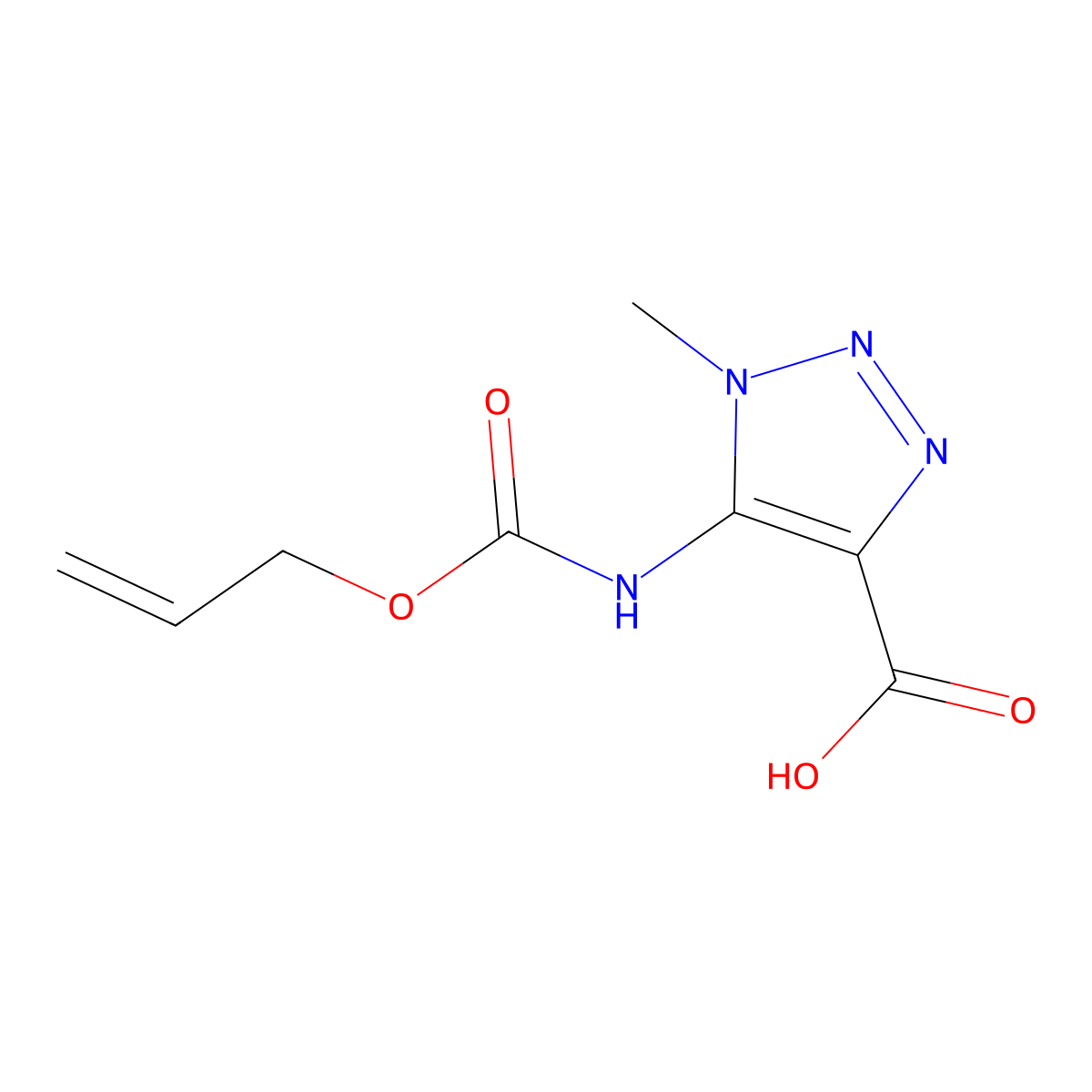 1-methyl-5-{[(prop-2-en-1-yloxy)carbonyl]amino}-1H-1,2,3-triazole-4-carboxylic acid molecular structure, CAS 2680693-69-8