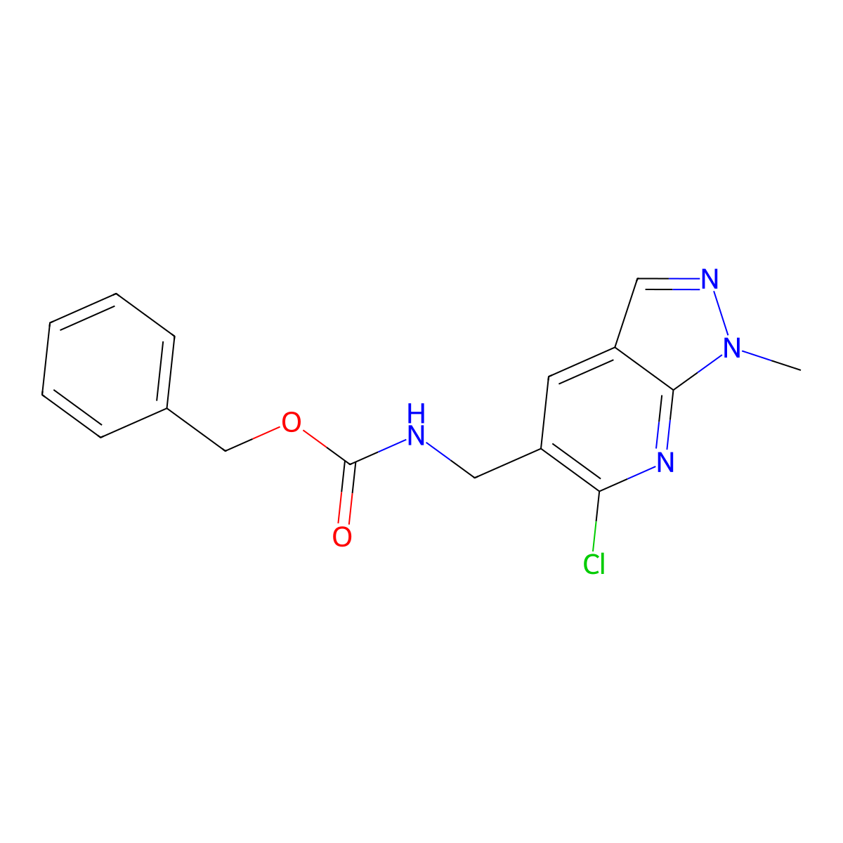 benzyl N-({6-chloro-1-methyl-1H-pyrazolo[3,4-b]pyridin-5-yl}methyl)carbamate molecular structure, CAS 2680693-70-1