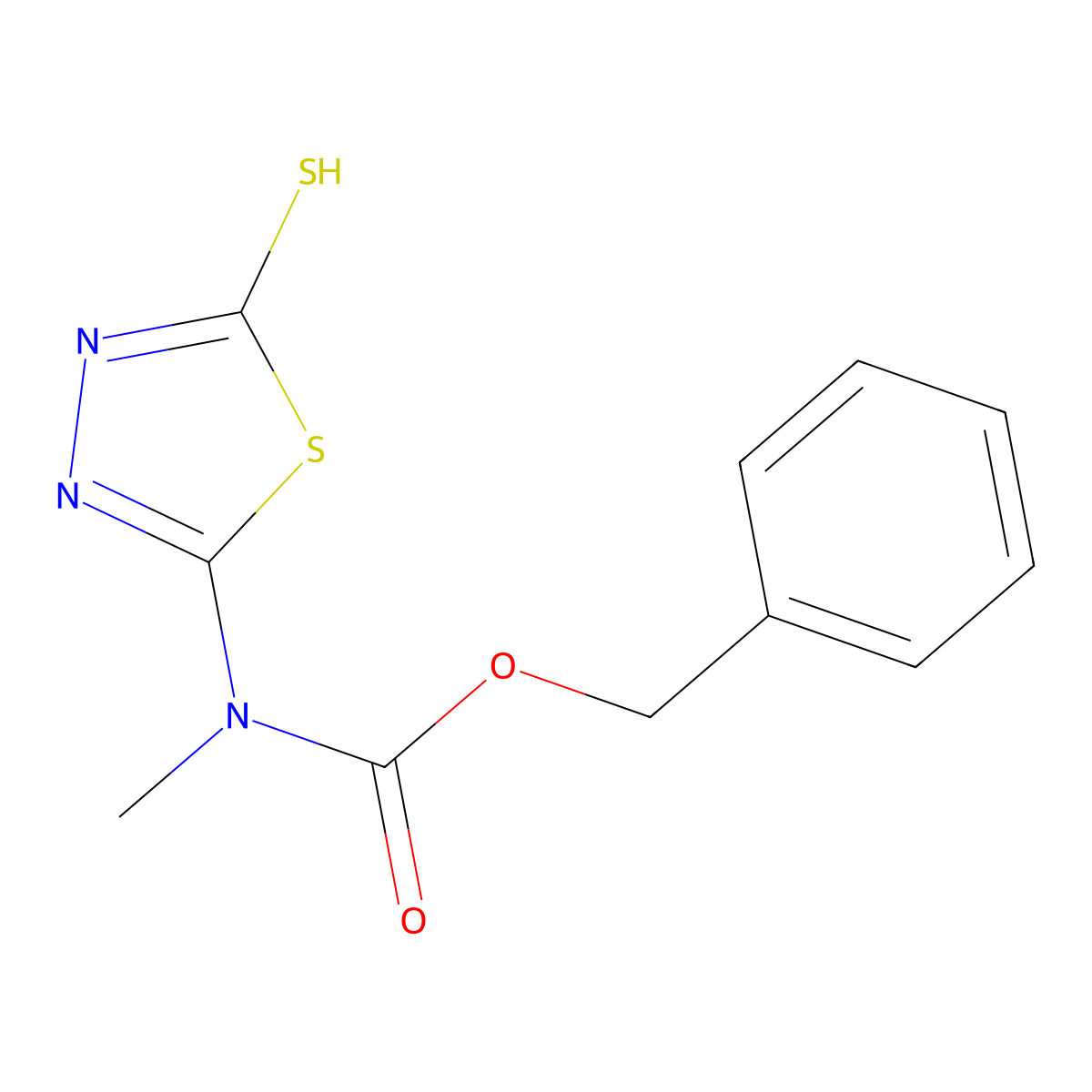 benzyl N-methyl-N-(5-sulfanyl-1,3,4-thiadiazol-2-yl)carbamate molecular structure, CAS 2680693-73-4
