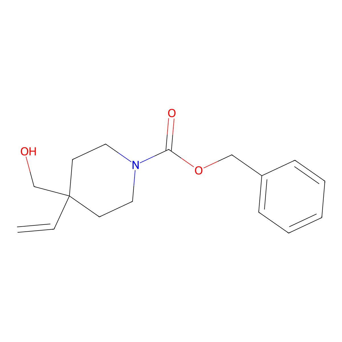 Benzyl 4-ethenyl-4-(hydroxymethyl)piperidine-1-carboxylate molecular structure, CAS 2680693-76-7