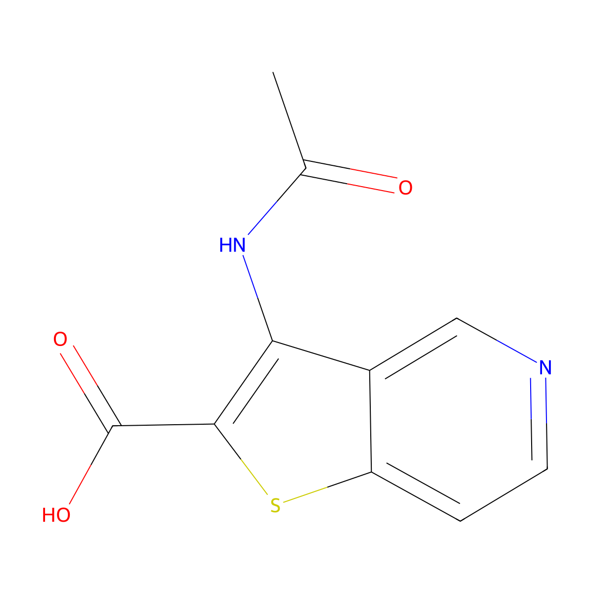 3-Acetamidothieno[3,2-c]pyridine-2-carboxylic acid molecular structure, CAS 2680693-80-3