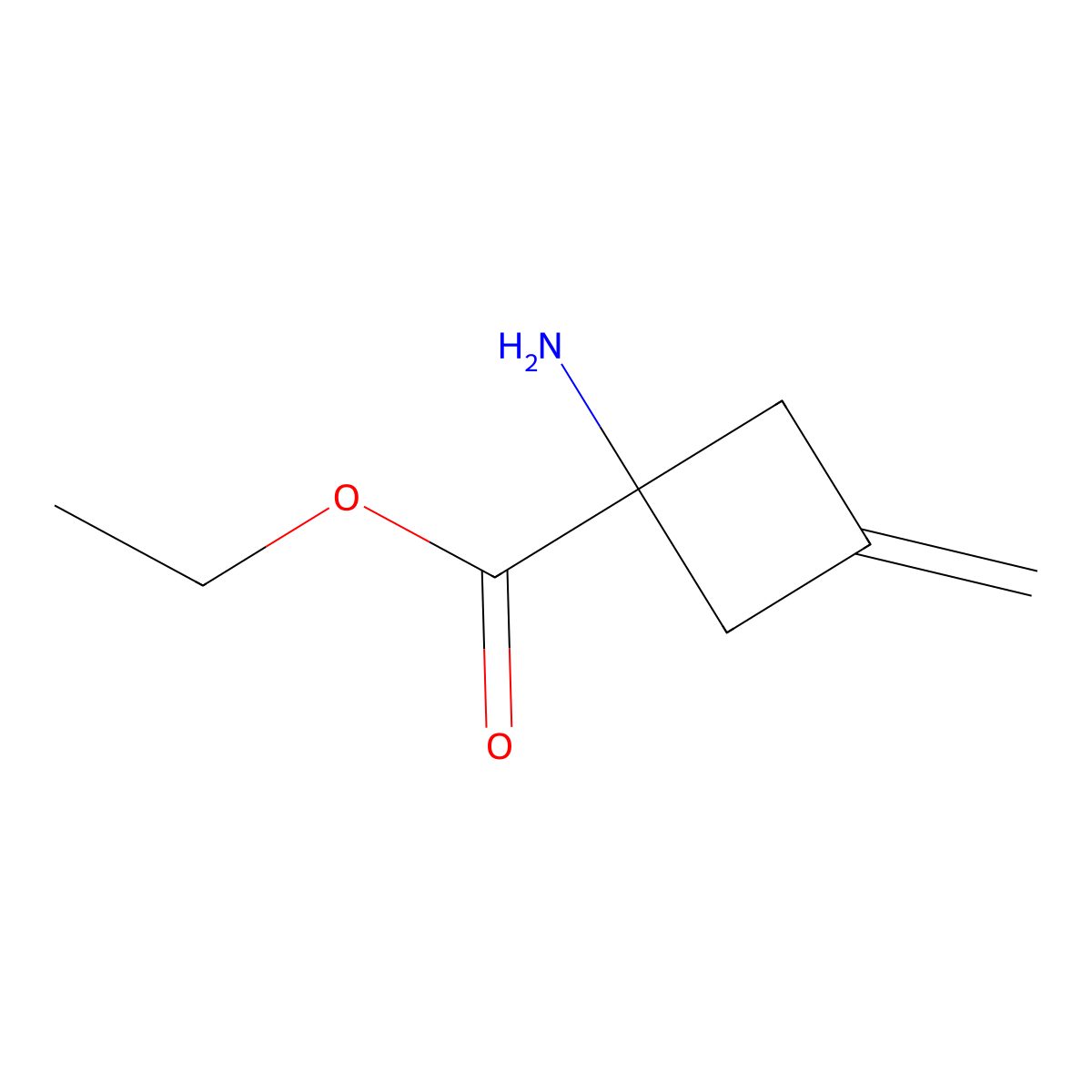 Ethyl 1-amino-3-methylidenecyclobutane-1-carboxylate molecular structure, CAS 2680693-90-5