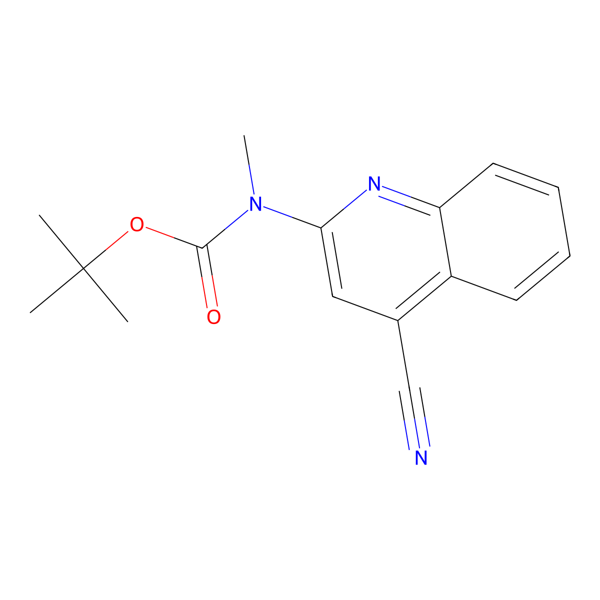 tert-butyl N-(4-cyanoquinolin-2-yl)-N-methylcarbamate molecular structure, CAS 2680694-12-4