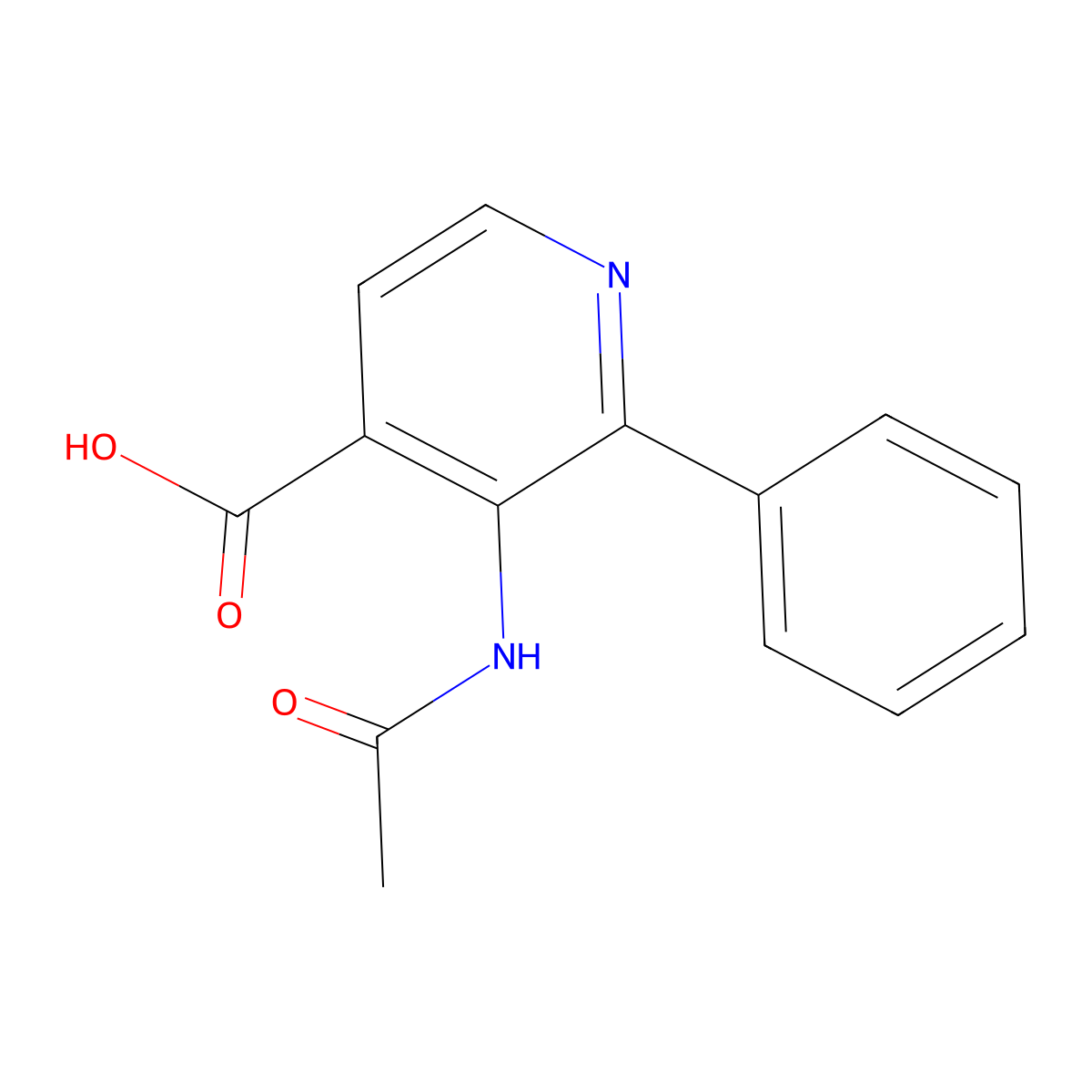 3-Acetamido-2-phenylpyridine-4-carboxylic acid molecular structure, CAS 2680694-23-7