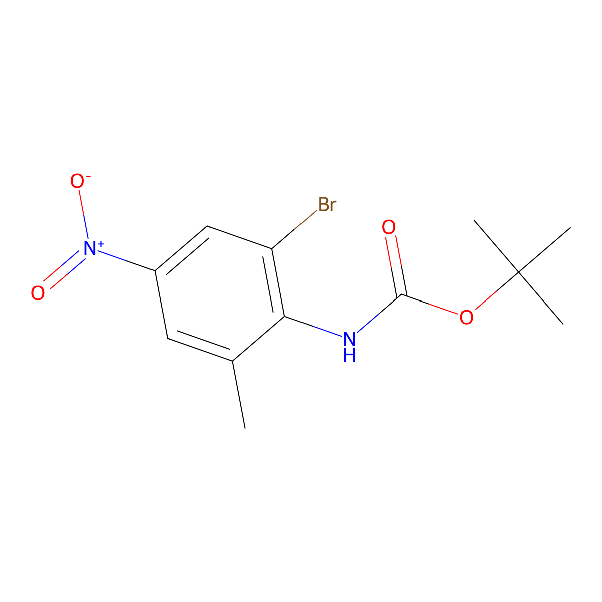 tert-butyl N-(2-bromo-6-methyl-4-nitrophenyl)carbamate molecular structure, CAS 2680694-27-1