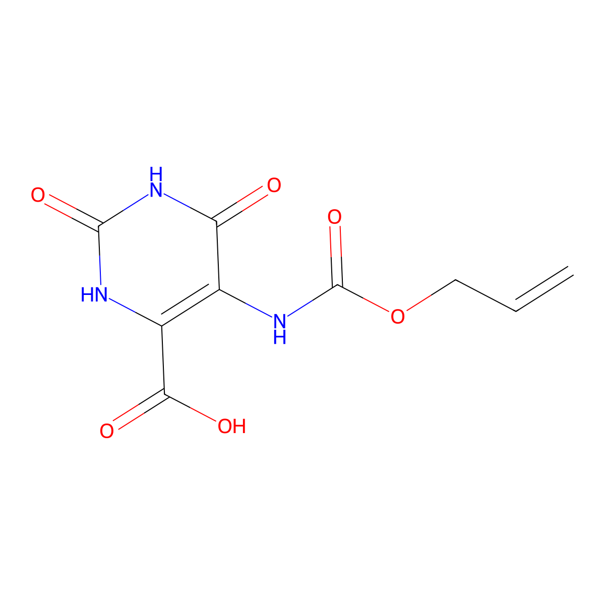 2,6-Dioxo-5-{[(prop-2-en-1-yloxy)carbonyl]amino}-1,2,3,6-tetrahydropyrimidine-4-carboxylic acid molecular structure, CAS 2680694-31-7