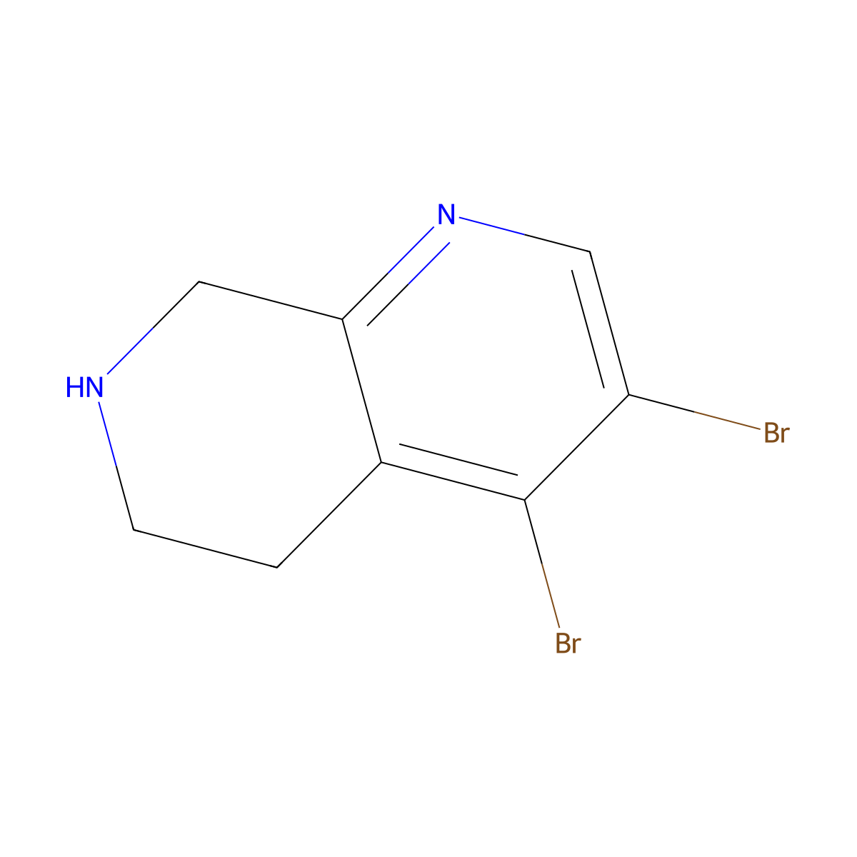 3,4-Dibromo-5,6,7,8-tetrahydro-1,7-naphthyridine molecular structure, CAS 2680694-35-1