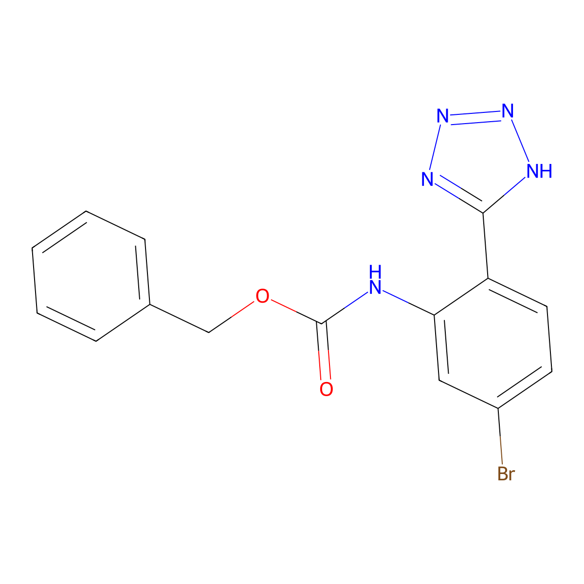 benzyl N-[5-bromo-2-(1H-1,2,3,4-tetrazol-5-yl)phenyl]carbamate molecular structure, CAS 2680694-36-2