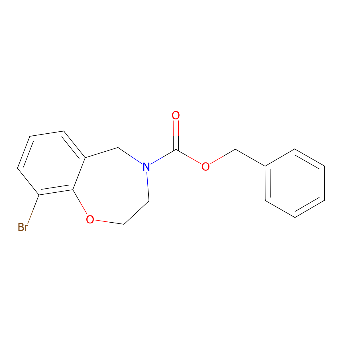 Benzyl 9-bromo-2,3,4,5-tetrahydro-1,4-benzoxazepine-4-carboxylate molecular structure, CAS 2680694-44-2