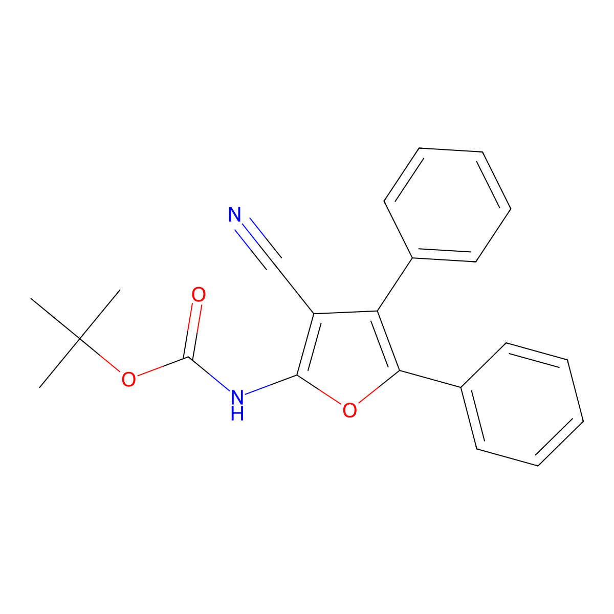 tert-butyl N-(3-cyano-4,5-diphenylfuran-2-yl)carbamate molecular structure, CAS 2680694-45-3