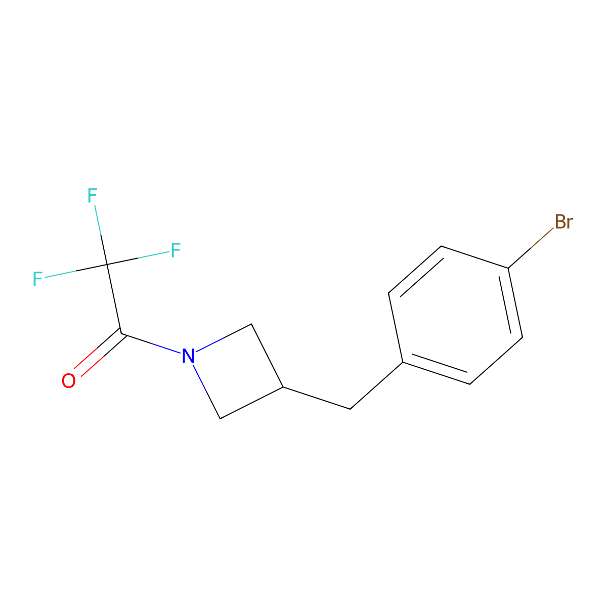 1-{3-[(4-Bromophenyl)methyl]azetidin-1-yl}-2,2,2-trifluoroethan-1-one molecular structure, CAS 2680694-50-0