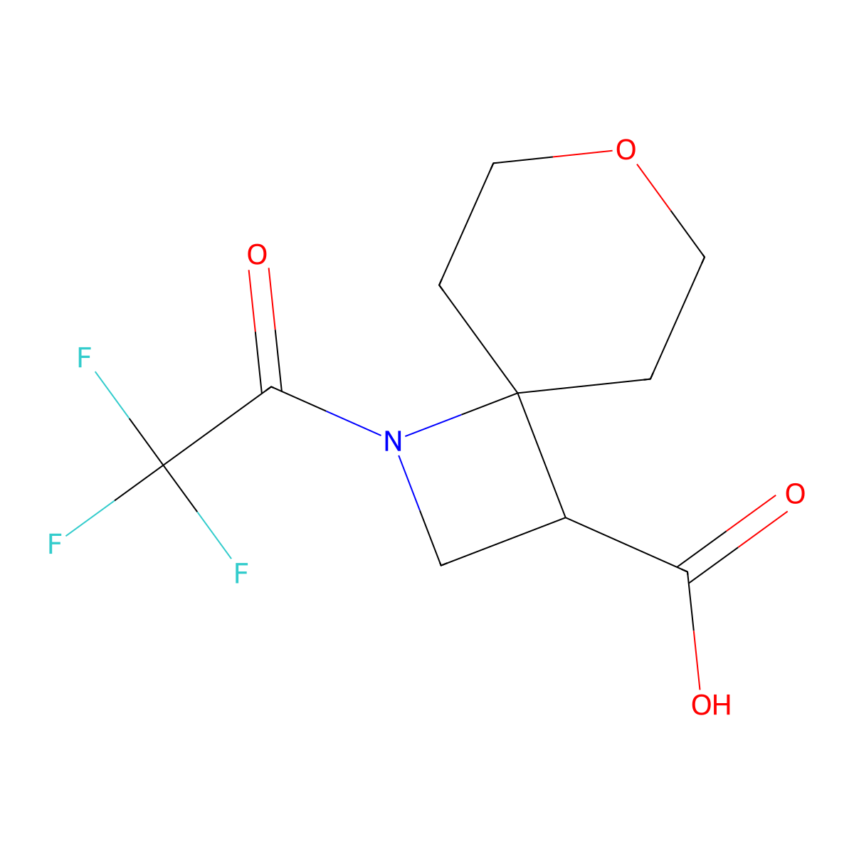 1-(2,2,2-Trifluoroacetyl)-7-oxa-1-azaspiro[3.5]nonane-3-carboxylic acid molecular structure, CAS 2680694-54-4