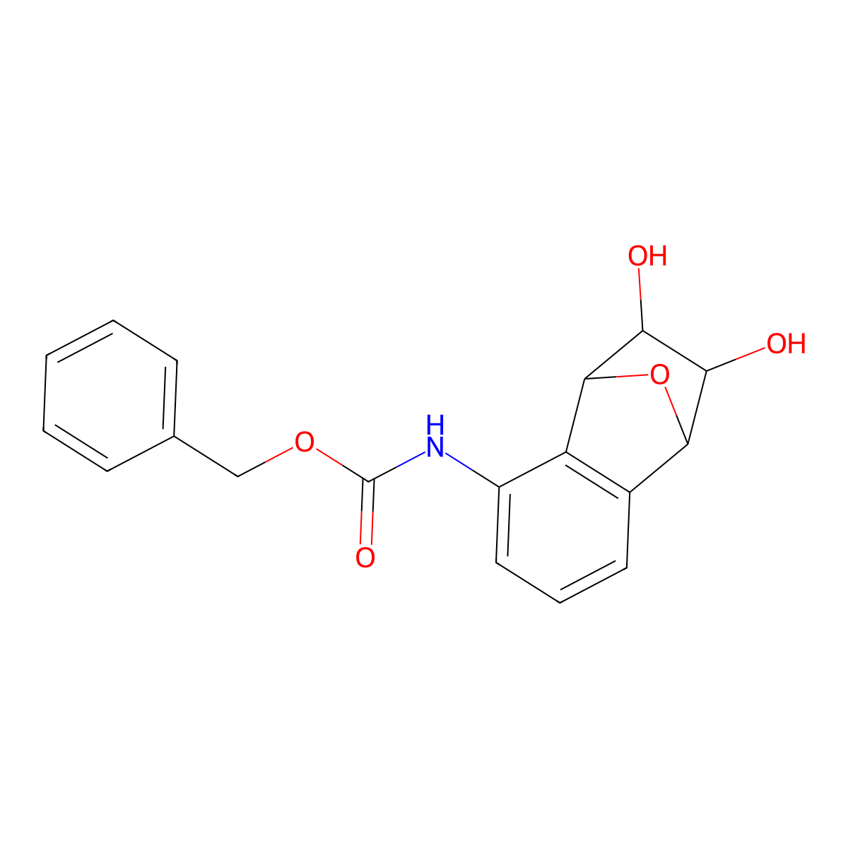 benzyl N-{9,10-dihydroxy-11-oxatricyclo[6.2.1.0,2,7]undeca-2,4,6-trien-3-yl}carbamate molecular structure, CAS 2680694-63-5
