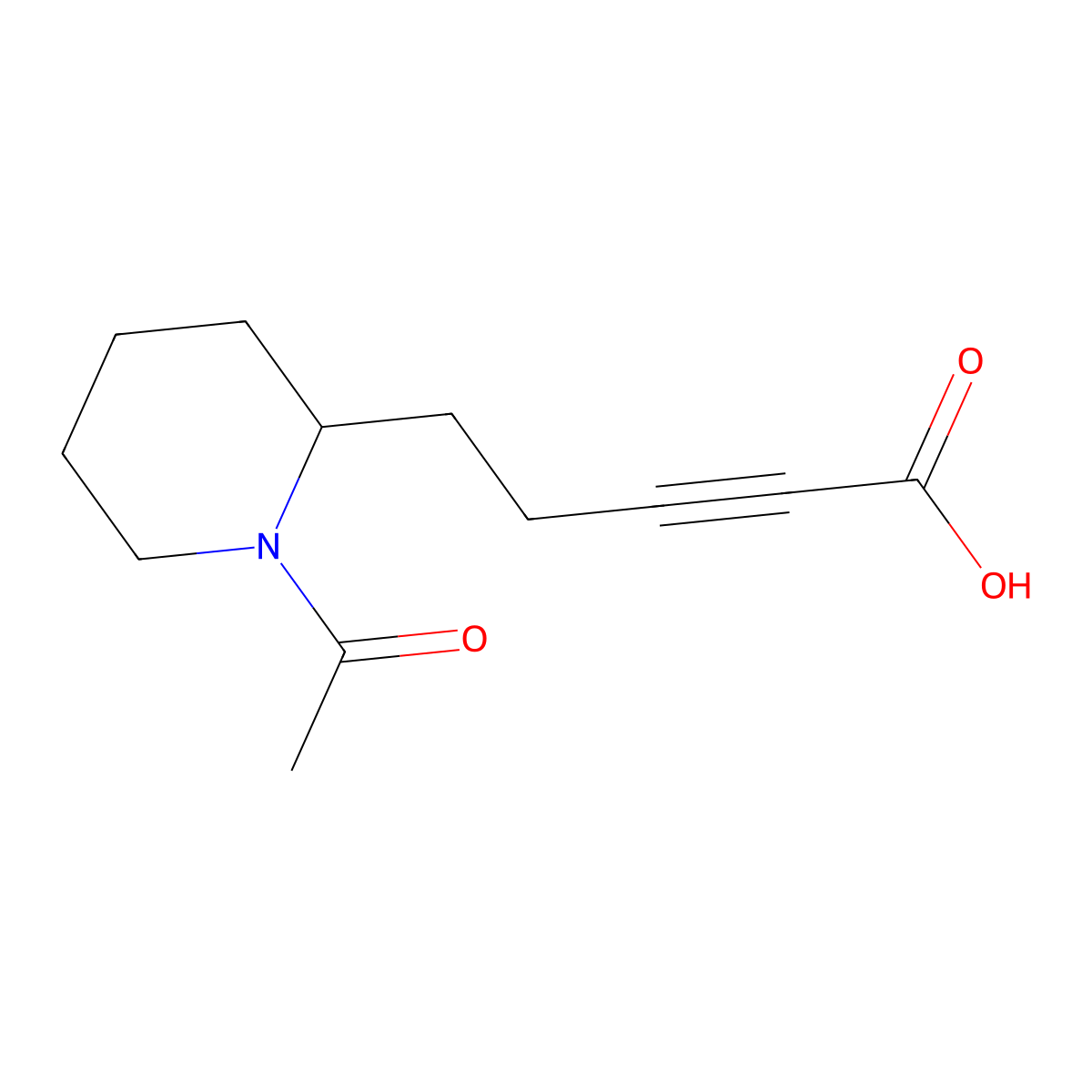 5-(1-Acetylpiperidin-2-yl)pent-2-ynoic acid molecular structure, CAS 2680694-68-0