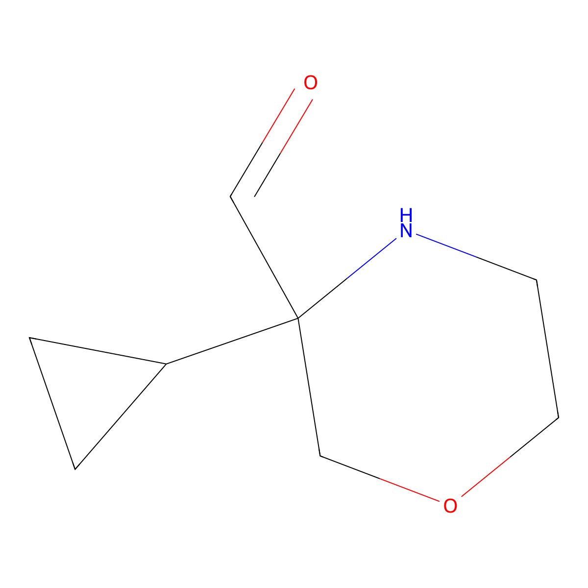 3-Cyclopropylmorpholine-3-carbaldehyde molecular structure, CAS 2680694-73-7